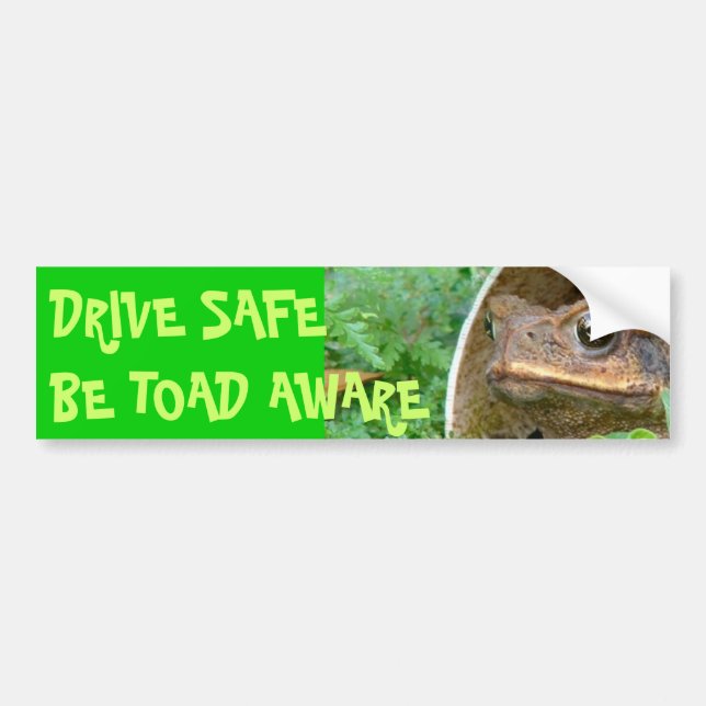 DRIVE SAFE - BE TOAD AWARE BUMPER STICKER (Front)