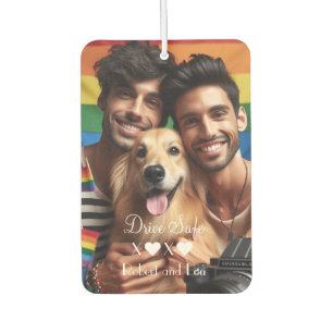 Drive Safe Gay Couple Love   Custom Photo  Car Air Freshener
