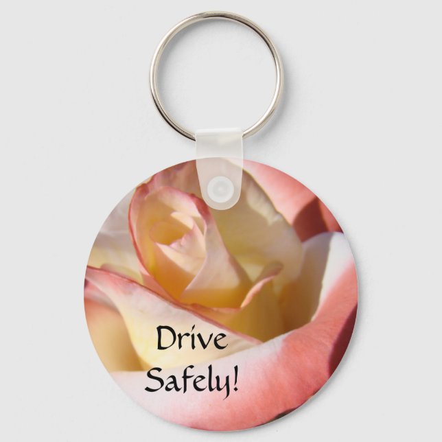 Drive Safely! Keychains Mum Said Pink White Rose (Front)