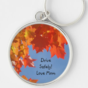 Drive Safely! Love Mum keychains Colourful Leaves