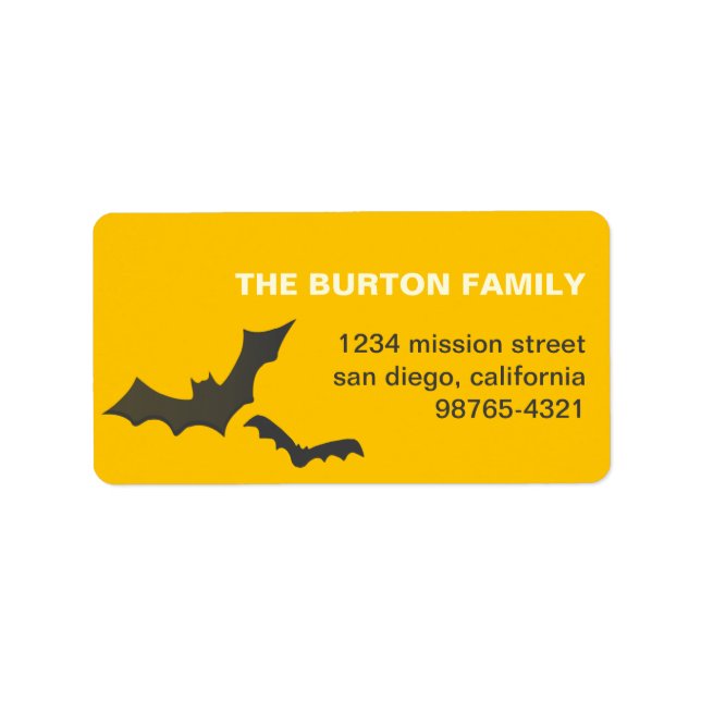 Drive you batty yellow custom Halloween address Label (Front)