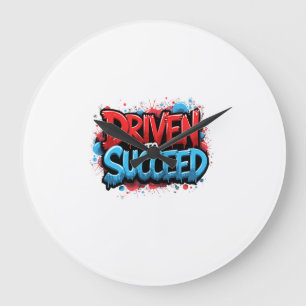 Driven to Succeed – Graffiti Car Enthusiast Large Clock
