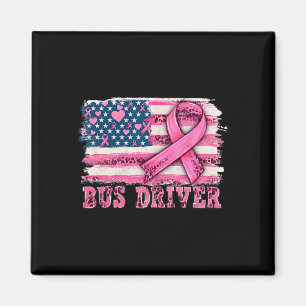 Driver American Flag Pink Ribbon Breast Cancer Awa Magnet