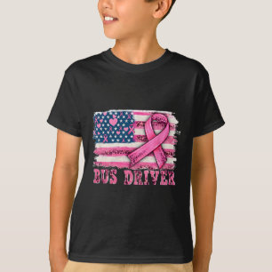 Driver American Flag Pink Ribbon Breast Cancer Awa T-Shirt