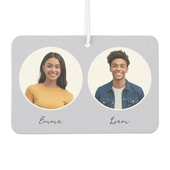 Driver and Partner Photos Names Reversible Custom Car Air Freshener (Front)