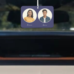 Driver and Partner Photos Names Reversible Custom Car Air Freshener