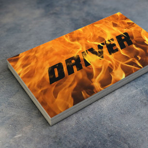 Driver Cool Burning Fire Flame Typography Business Card