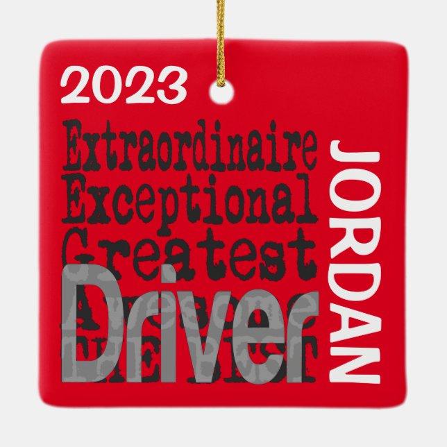 Driver Extraordinaire CUSTOM Ceramic Ornament (Back)
