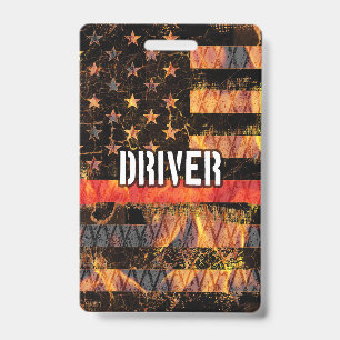 Driver Firefighter Flag ID Badge