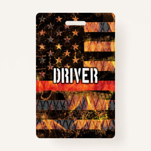 Driver Firefighter Flag ID Badge