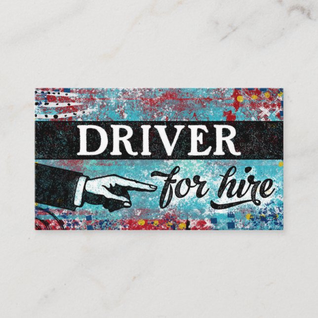 Driver For Hire Business Cards - Blue Red (Front)