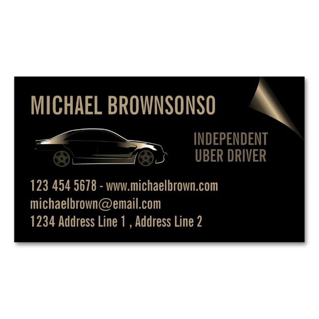 Driver Independent Car seat gold Magnetic Business Card (Front)