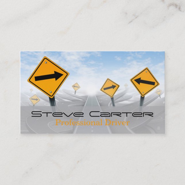 Driver / Transportation / Automotive Road Sign Business Card (Front)