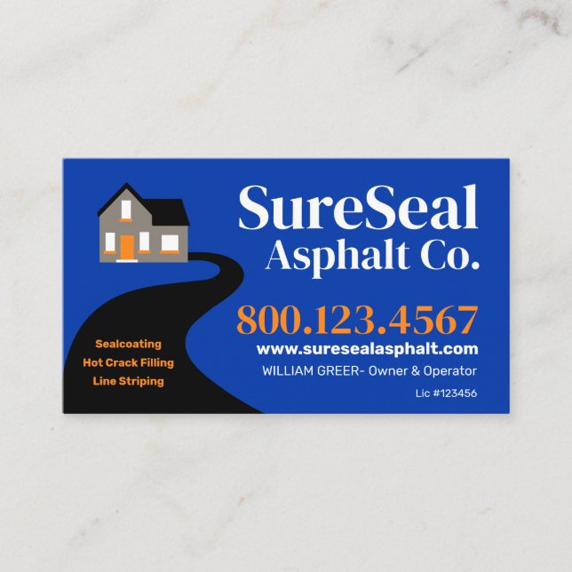 Driveway Sealing - Asphalt Repair Paver Business Card (Front)