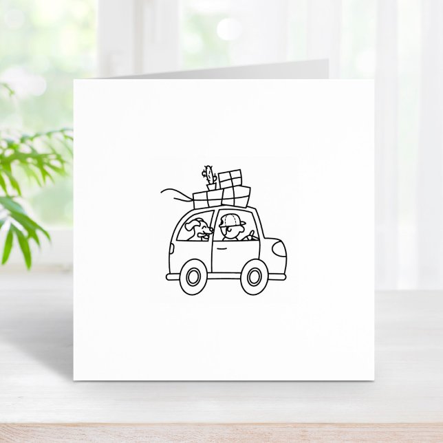 Driving Car with Boxes 1x1 Rubber Stamp (Creator Uploaded)