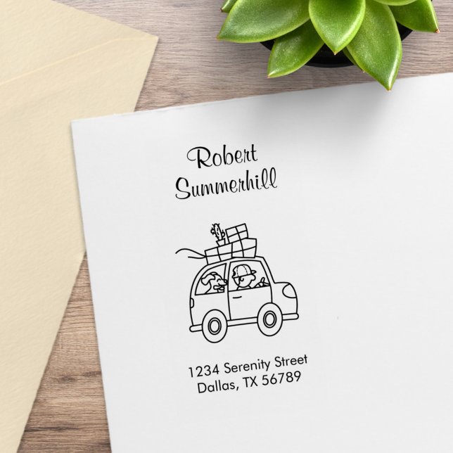 Driving Car with Boxes Address Rubber Stamp (Creator Uploaded)