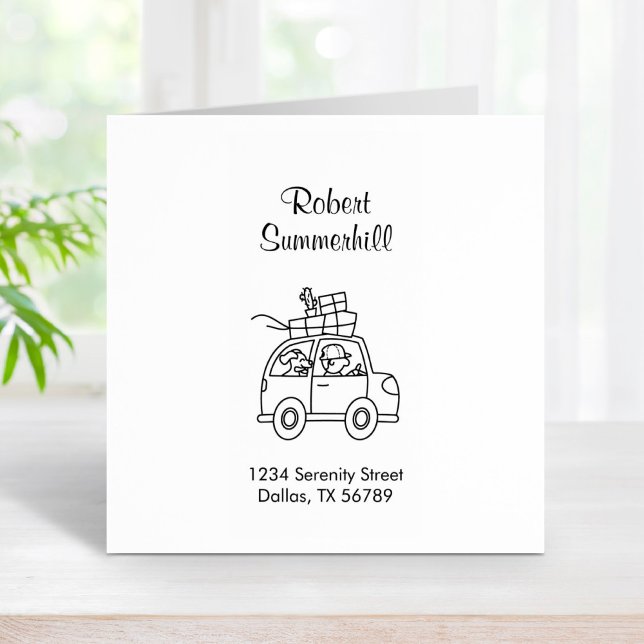 Driving Car with Boxes Address Rubber Stamp (Creator Uploaded)