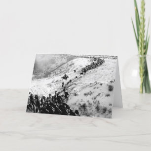 Driving cattle in the winter. card