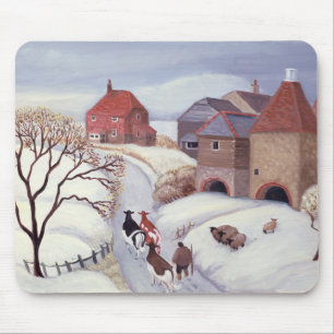 Driving Cows home in the Snow Mouse Pad