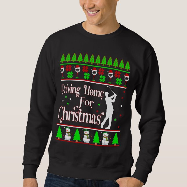 Driving Home For Christmas, Ugly Xmas Sweater Golf (Front)