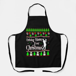 Driving Home For Christmas, Ugly Xmas Sweater Golf Apron