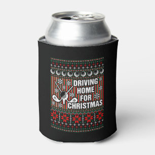 Driving Home For Ugly Christmas Golf Tshirt Can Cooler