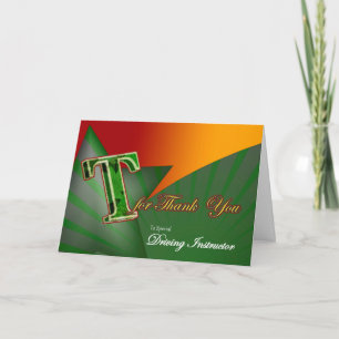 Driving Instructor thank you card Big T Thanks