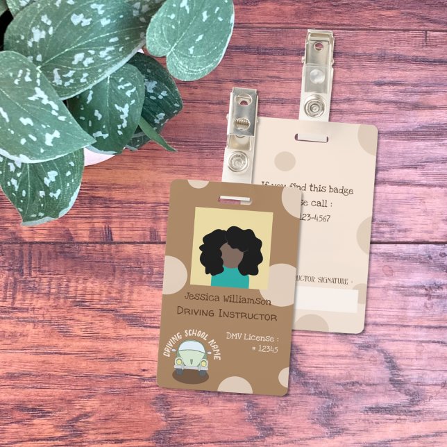 Driving Instructor Vertical Photo ID Badge (Double-sided driving instructor photo ID badge .)