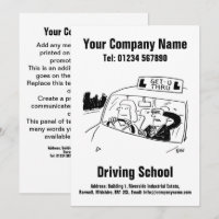 Driving Lessons Driving School Cartoon Design Card