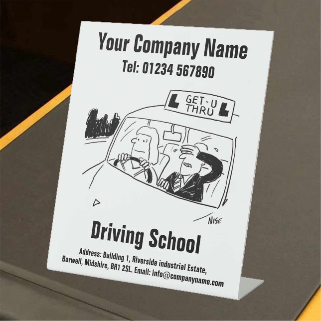 Driving Lessons Driving School Cartoon Design Pedestal Sign (Creator Uploaded)