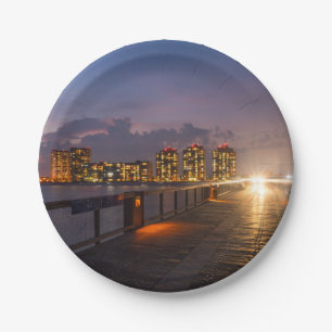 Driving On Navarre Beach Pier Paper Plate