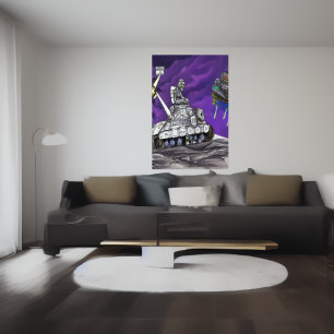 Driving on the moon AI Art Poster