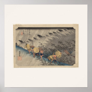 Driving Rain at Shono by Hiroshige - Square Poster