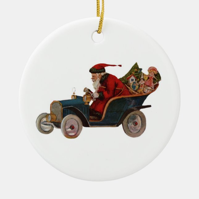 Driving Santa Ornament (Front)