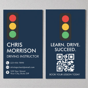 Driving School Instructor Minimalist Navy Blue  Business Card