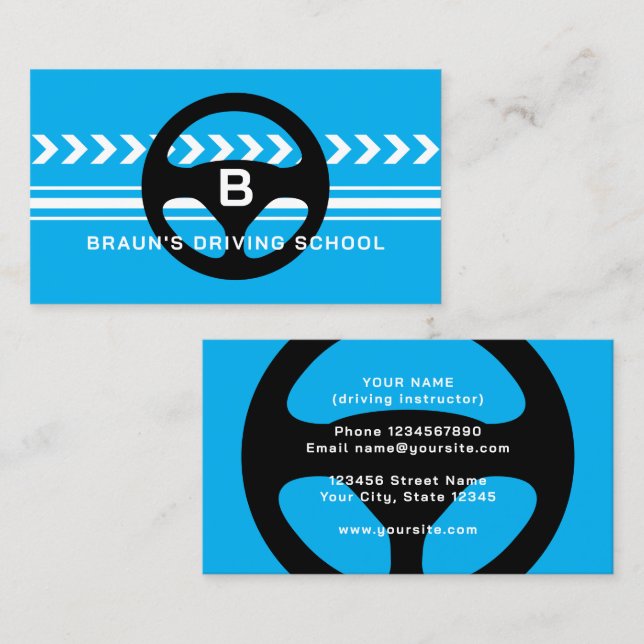 Driving school logo business card template (Front/Back)