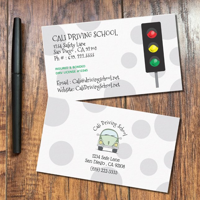 Driving School Modern Double-Sided Business Cards (Creator Uploaded)
