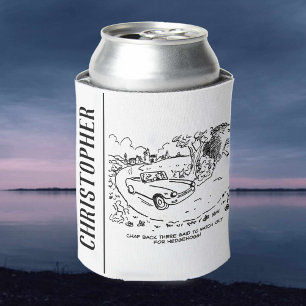 Driving Sports Car in Countryside with Hedgehog Can Cooler