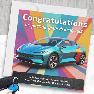 Driving Test Pass Colourful Modern Congratulations Card