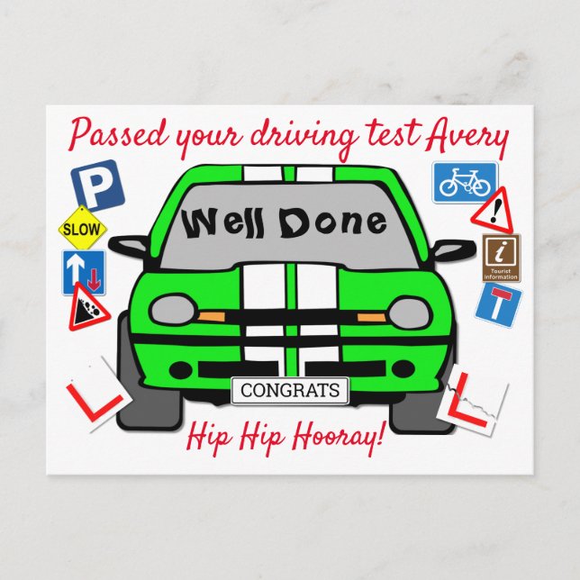 Driving Test Passed Congratulations Postcard (Front)