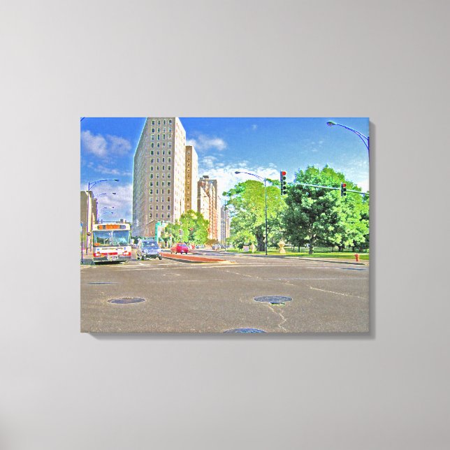 Driving Through Lincoln Avenue Canvas Print (Front)