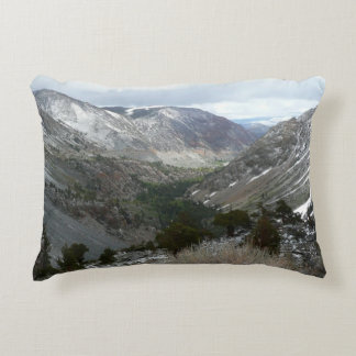 Driving Through the Snowy Sierra Nevada Mountains Decorative Cushion