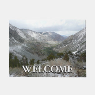 Driving Through the Snowy Sierra Nevada Mountains Doormat