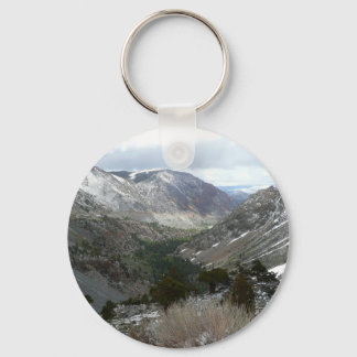 Driving Through the Snowy Sierra Nevada Mountains Key Ring