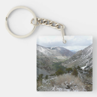 Driving Through the Snowy Sierra Nevada Mountains Key Ring