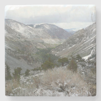 Driving Through the Snowy Sierra Nevada Mountains Stone Coaster