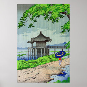 Drizzling Rain in Ukimido Fujishima Takeji 1950s Poster
