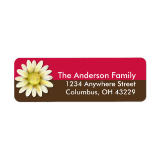 Drk Pink & Brown Flower Chic Return Address Labels