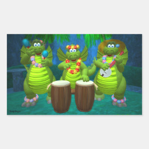 Drolly Dragons Party Time Rectangular Sticker