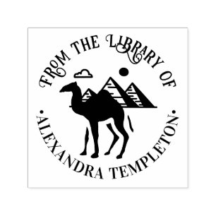 Dromedary Camel Silhouette Pyramids Library Book Self-inking Stamp
